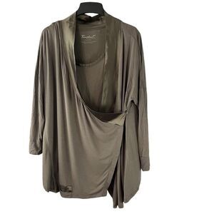 Faceplant Dreamwear Long Sleeve Top Cardigan Set Bamboo Medium Green